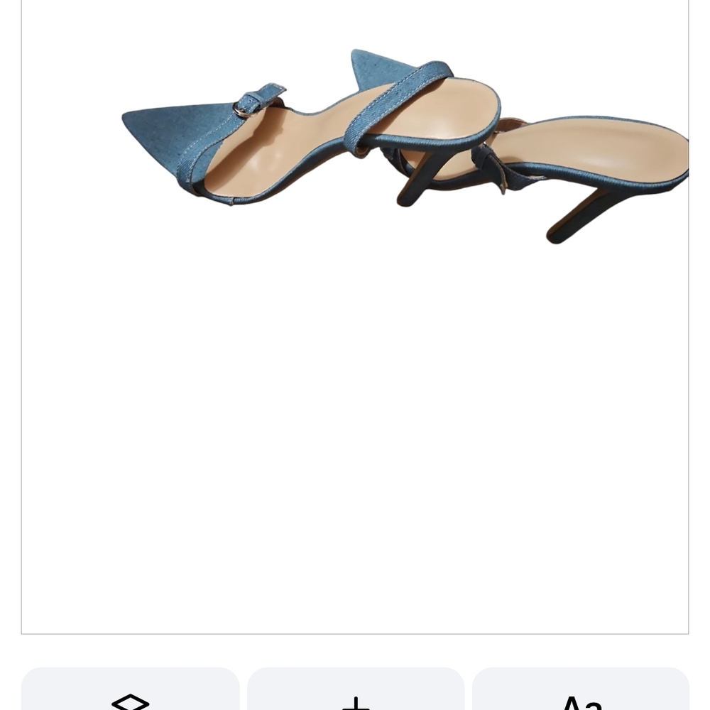 SHEIN Tan and Blue Kitten Heel Slingback Heels